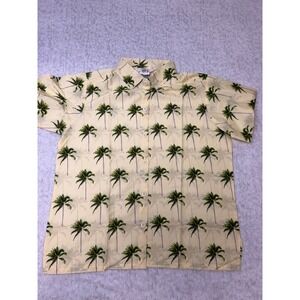 Happy Bay Mens Yellow Palm Tree  Short Sleeve Button‎ Up Shirt Size S Small NWOT